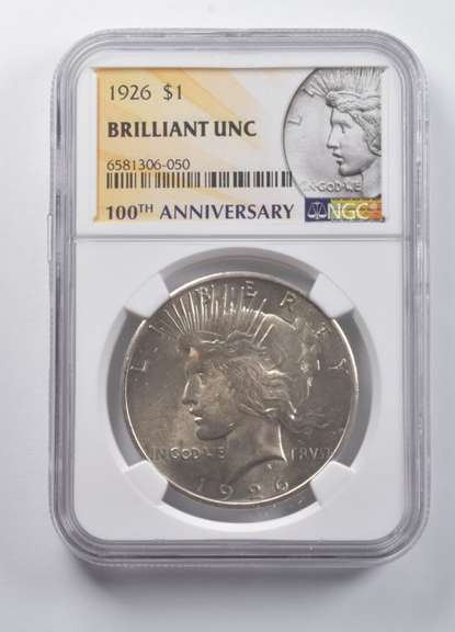 BU 1926 Peace Silver Dollar 100th Anniversary NGC