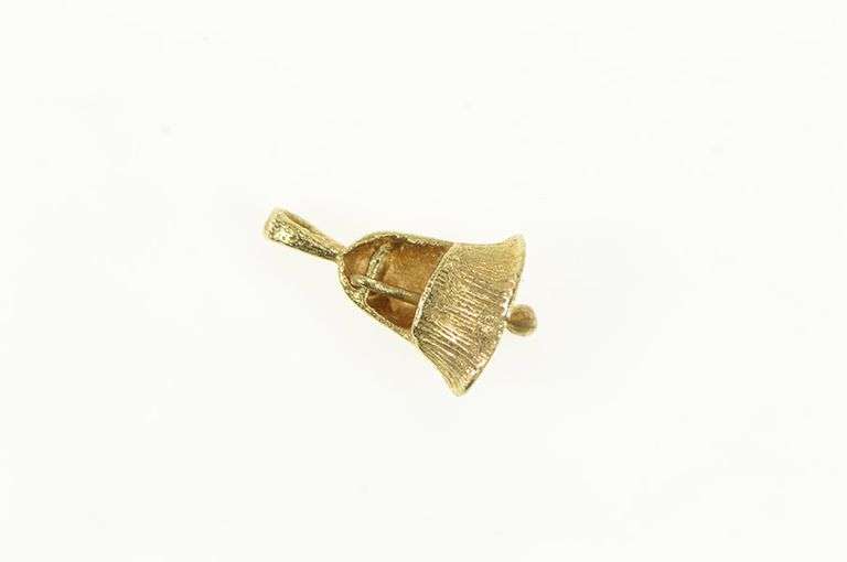 14K Yellow Gold 3D Articulated Wedding Bell Marriage Charm/Pendant