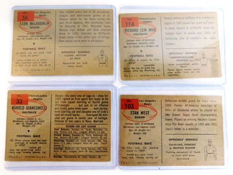 4 Bowman 1954 Football Cards