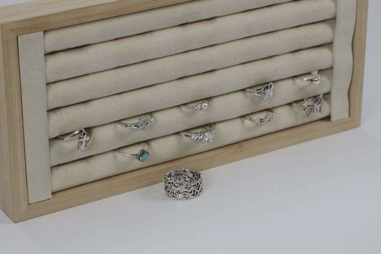 Sterling Silver Curated Ring Assortment Various Sizes & Styles (10 Ring Lot)