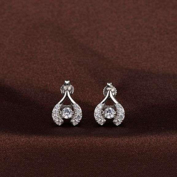 Lucky horse shoe platinum over 925 non tarnish sterling silver with dancing stone earrings