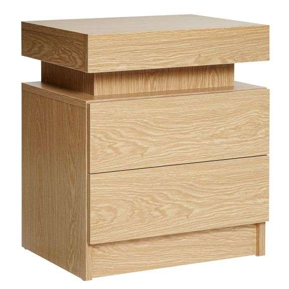 High Gloss Nightstand with 2 Drawers Bedside Table