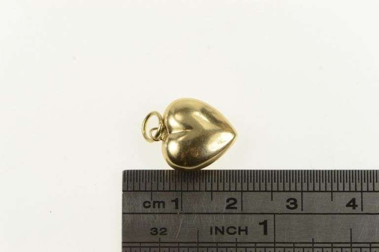 14K Yellow Gold Puffy Vintage Classic Heart Love Symbol Charm/Pendant