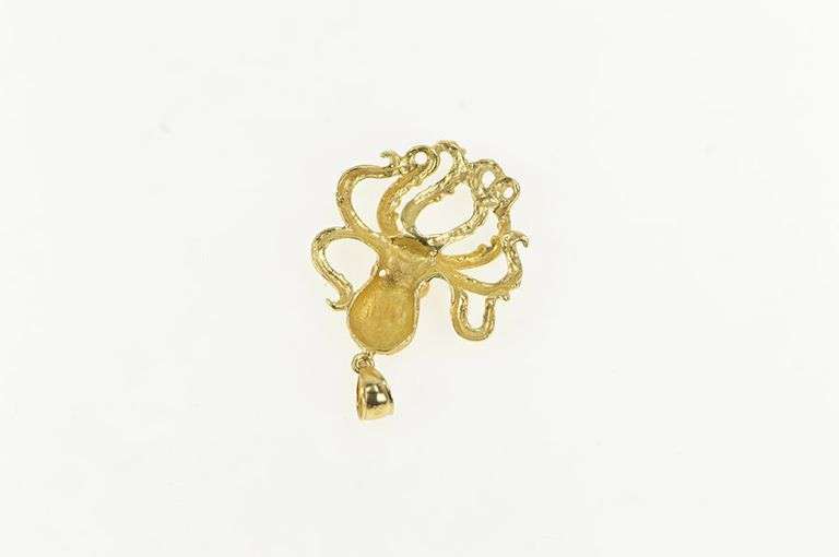 14K Yellow Gold Octopus Ocean Animal Marine Life Motif Charm/Pendant
