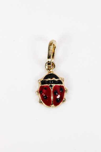 14k Yellow Gold Beautiful Enamel Finish Colorful Ladybug Pendant Lady Bug Charm