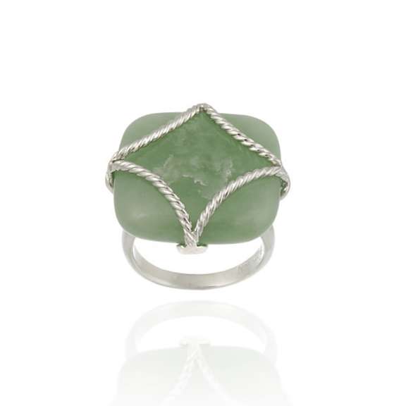Sterling Silver Green Jade Ring