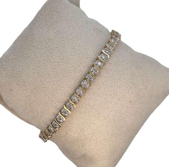 10K GOLD TENNIS S BRACELET WITH DIAMONDS
