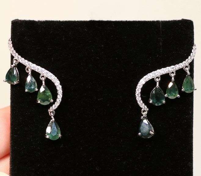 Unique Blue green Sapphire earrings