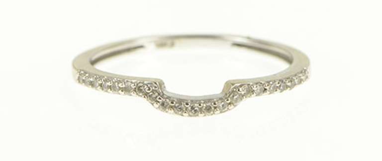 10K White Gold Curved Contour Diamond Wedding Band Ring