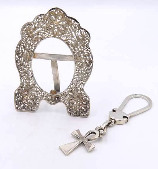 Group Lot of Vintage 925 Sterling Silver Pic Frame and Keychain