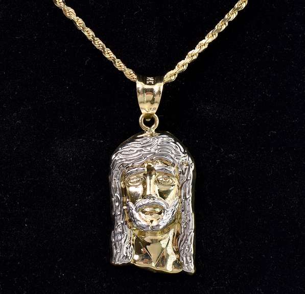 Heavenly Jesus Pendant Necklace In 14K Yellow Gold