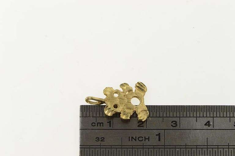 14K Yellow Gold Diamond Cut Teddy Bear Stuffed Animal Charm/Pendant