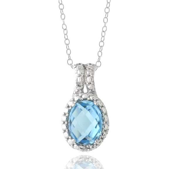 Sterling Silver Swiss Blue Topaz Necklace