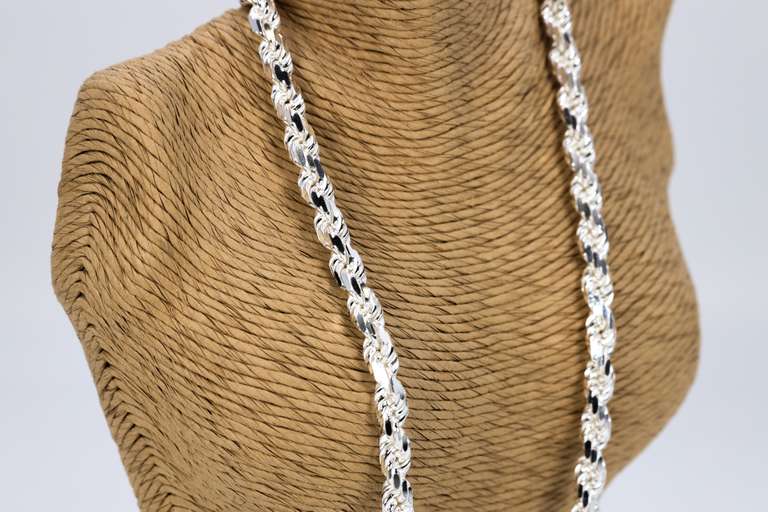 Sterling Silver Heavy Diamond-Cut Rope Chain 8mm Solid 925 Italy New Men's Necklace 24"