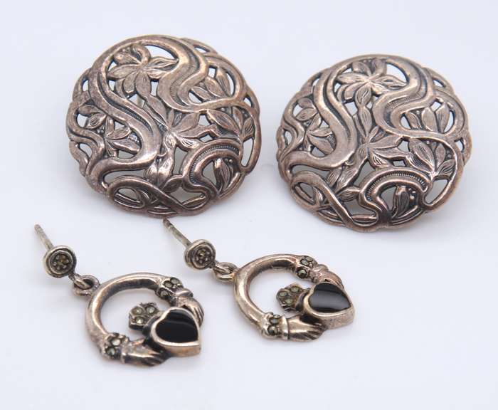 Group Lot of 2 Vintage 925 Sterling Silver Earrings