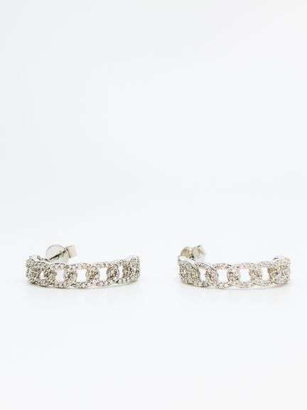 Massive 18k White Gold Diamond Studded Curb Chain Earrings