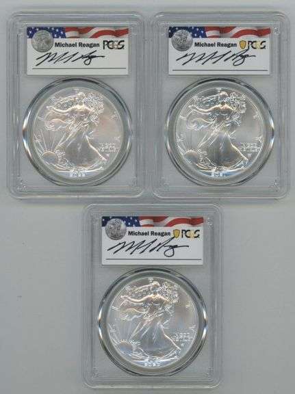 3 Special Sig Series PCGS MS70 1st Day of Issue $1 Eagles 2021-2023