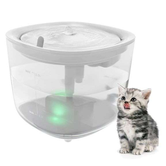 Cat Water Fountain Wireless with LED Light