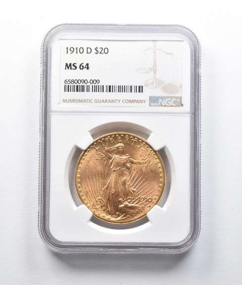 MS64 1910-D $20 Saint-Gaudens Gold Double Eagle NGC