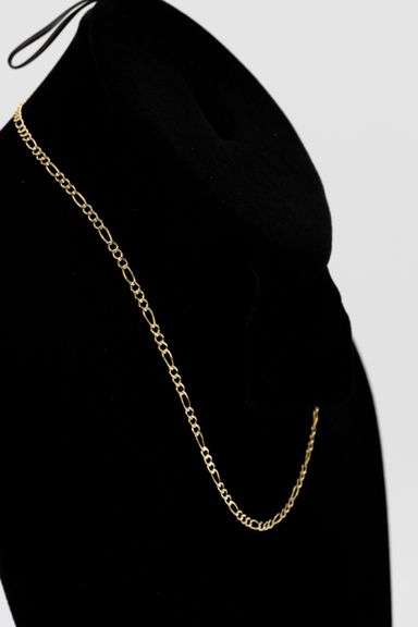 14k Yellow Gold Solid Pave Figaro Link Chain 2.6mm Necklace 16"