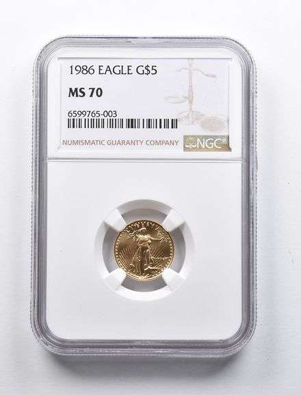 MS70 1986 $5 American Gold Eagle 1/10 Oz Gold NGC