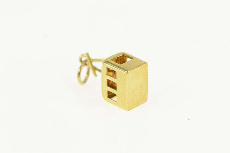14K Yellow Gold 3D Cable Car Ski Lift Vintage Charm/Pendant