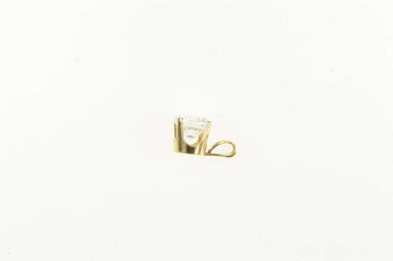 14K Yellow Gold Round CZ Solitaire Vintage Statement Charm/Pendant