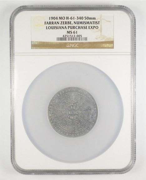 MS61 1904 MO Louisiana Purchase Zerbe Numismatist H-61-340 50mm NGC