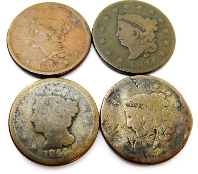 4 U.S. Large Cent Coins