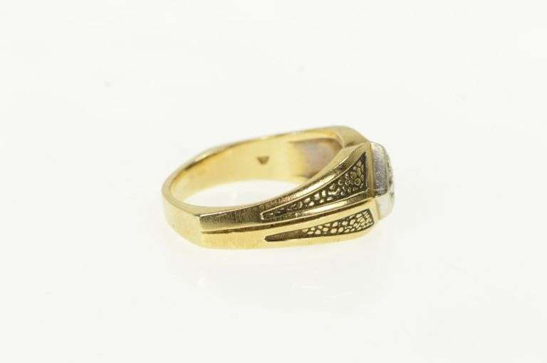 14K Yellow Gold 0.22 Ct Men's Diamond Vintage Wedding Ring