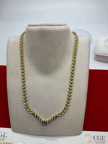 CERTIFIED BRAND NEW 14K GOLD , DIAMOND AND TANZANITE NECKLACE