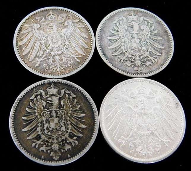 4 German Silver 1 Mark Coins