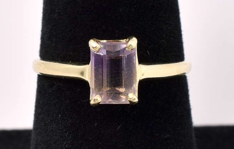 Dazzling Purple Amethyst Ring In 14K Yellow Gold