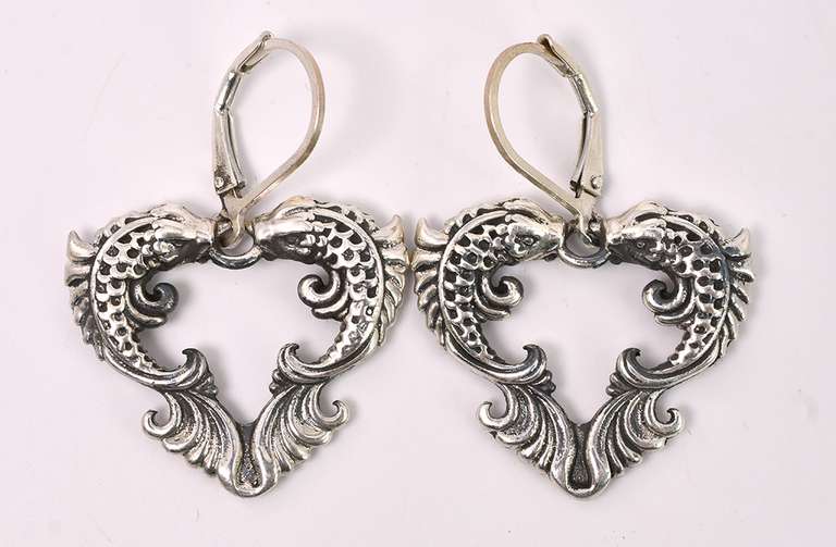 Fish Dangle Earrings In Sterling Silver