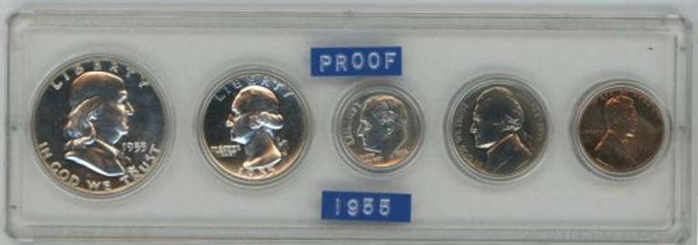 Superb Gem 5-piece 1955 US Proof Set in custom holder