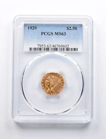 MS63 1929 $2.50 Indian Head Gold Quarter Eagle PCGS