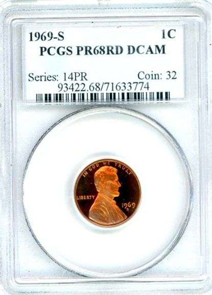 1969-S Proof Lincoln Memorial Cent in PCGS PR68DCAM