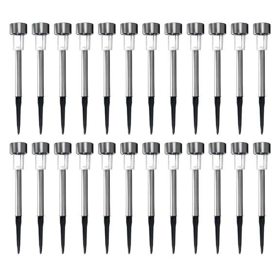 24PCS LED Solar Lawn Path Light Stainless Steel