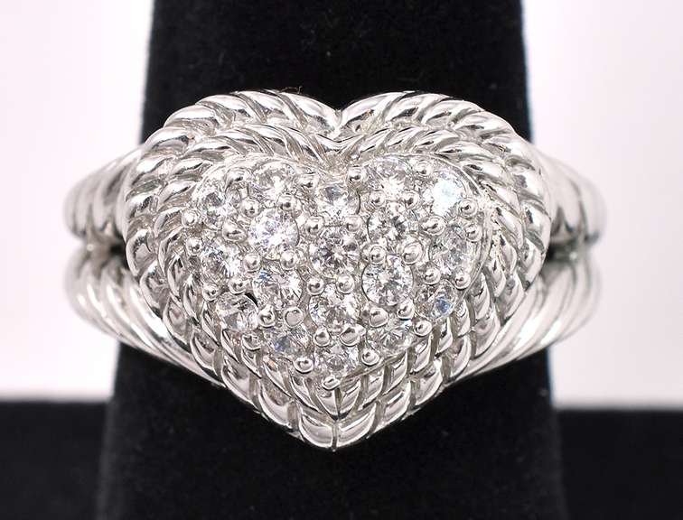 Lovely Heart CZ Ring In Sterling Silver