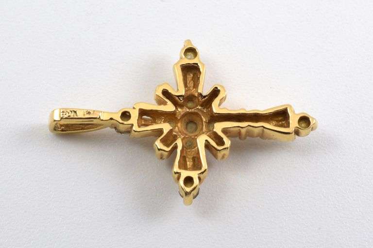 Sparkling 14k and Diamond Cross Pendant