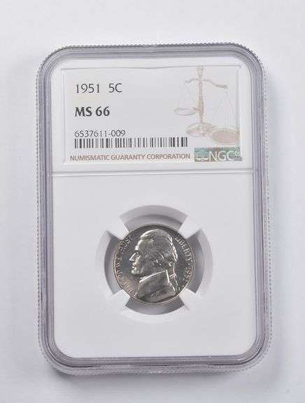 MS66 1951 Jefferson Nickel NGC
