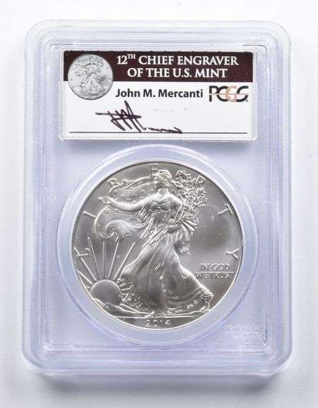 MS70 2014 American Silver Eagle FS Government Box#6 Sign Mercanti PCGS