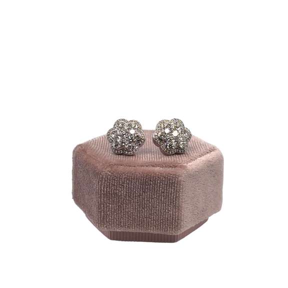 14K WHITE GOLD PAVE EARRINGS
