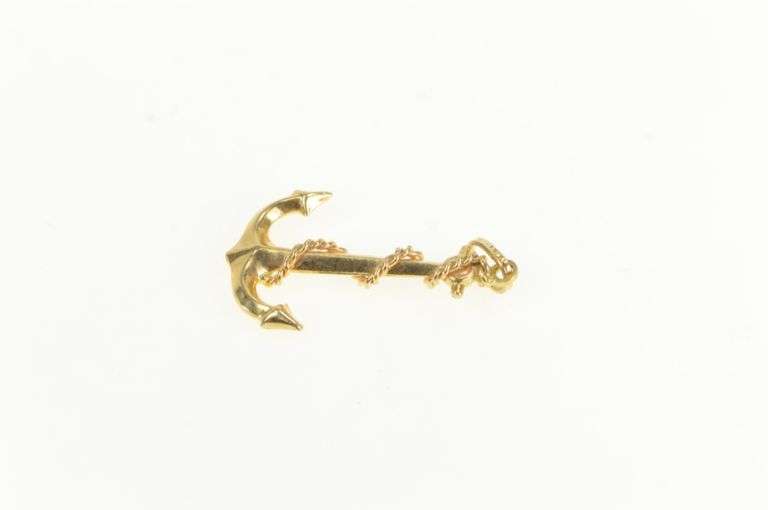 14K Yellow Gold 3D Anchor Nautical Sailing Ship Hope Symbol Pendant