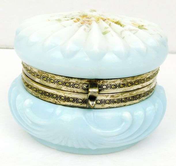 Antique Wavecrest Handpainted Glass Box