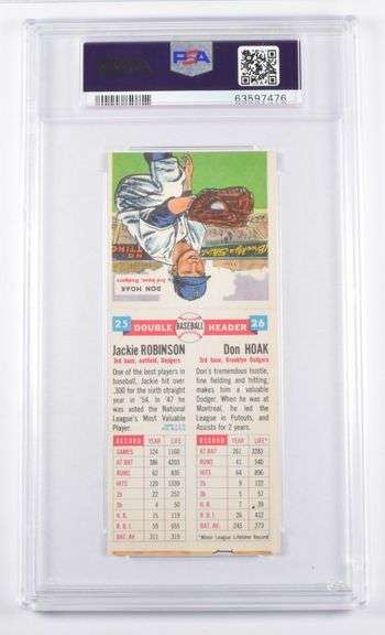 6 EX MT Jackie Robinson Hoak Dodgers 1955 Topps Doublehead PSA