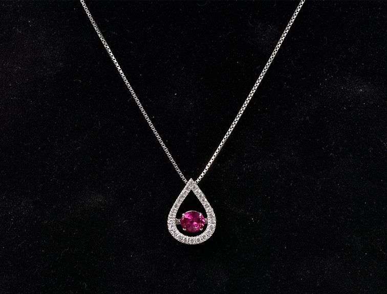 Articulated Ruby And White Sapphire Pendant Necklace In Sterling Silver