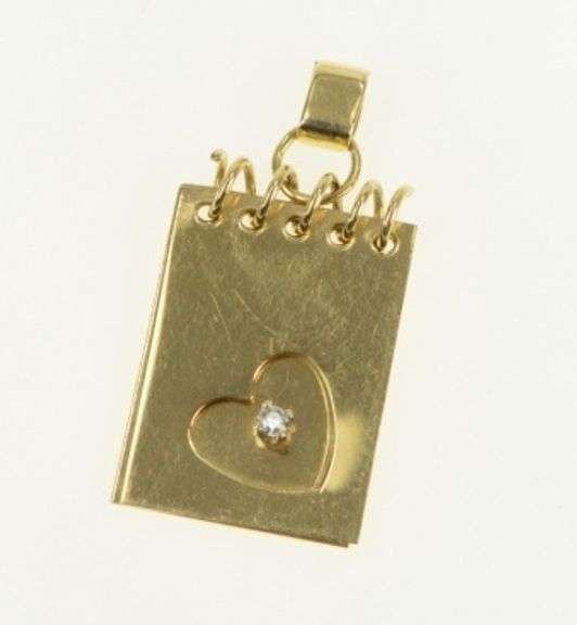 14K Yellow Gold Diamond I Love You Articulated Note Pad Charm/Pendant