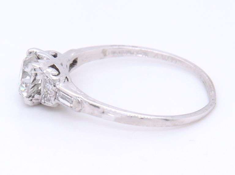 Dazzling  Platinum Round Brilliant Cut Euro Diamond Ring with RBC and Bag Sides