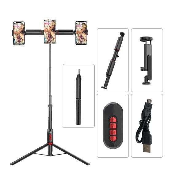 Bluetooth Remote Live Light Tripod Selfie Stick